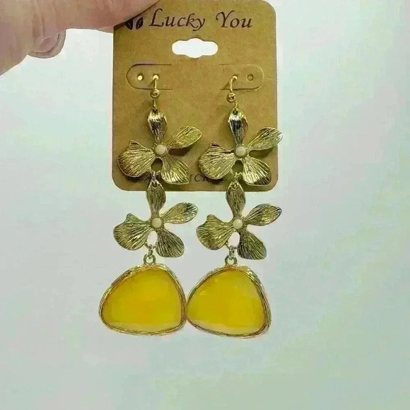 Flower Statement Earrings - Picture 2 of 3